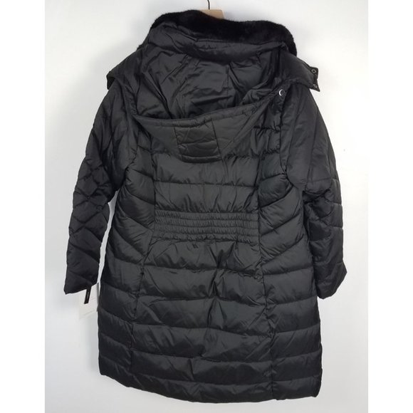 London Fog Women's Sz. 0X(12W/14W) Black Mid Length Down Hooded Coat NWT - Picture 5 of 6